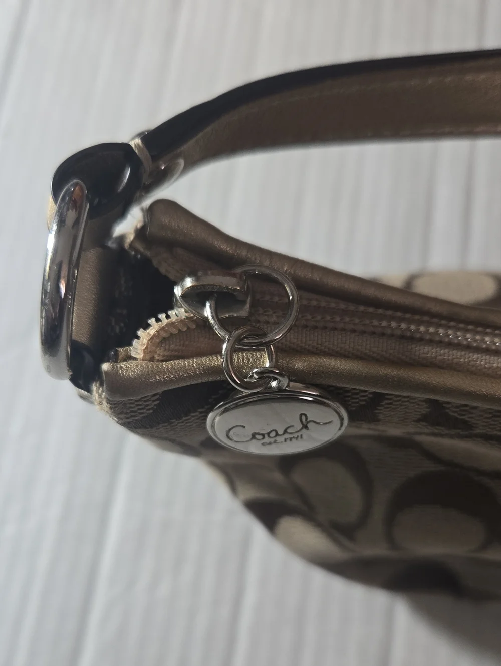 Coach Mini Shoulder Bag in Khaki and Brown